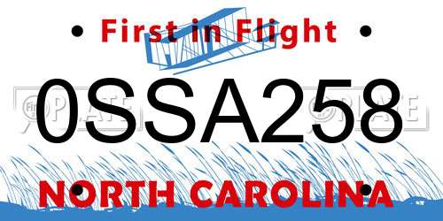 0SSA258 North Carolina License Plate