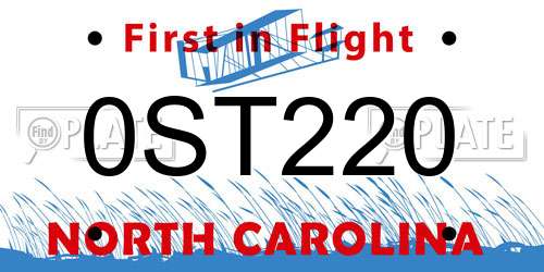 0ST220 North Carolina License Plate