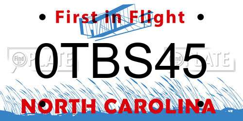 0TBS45 North Carolina License Plate