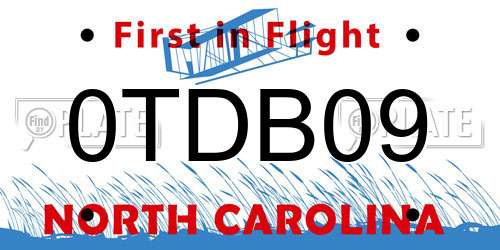0TDB09 North Carolina License Plate