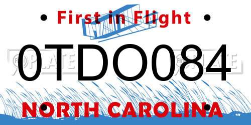 0TDO084 North Carolina License Plate