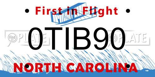 0TIB90 North Carolina License Plate