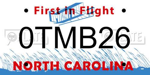 0TMB26 North Carolina License Plate