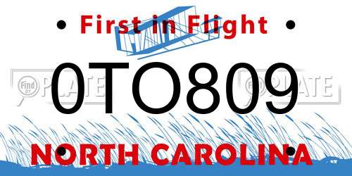 0TO809 North Carolina License Plate