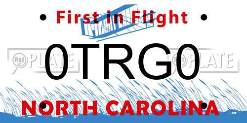 0TRG0 North Carolina License Plate