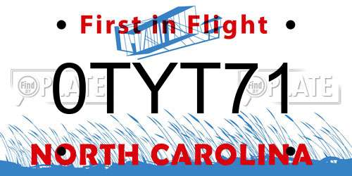 0TYT71 North Carolina License Plate