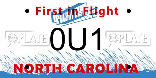 0U1 North Carolina License Plate