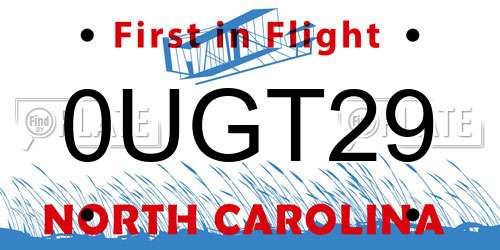 0UGT29 North Carolina License Plate