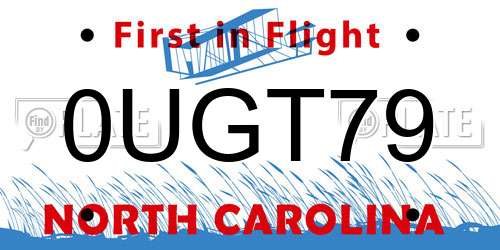 0UGT79 North Carolina License Plate