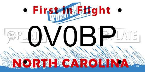 0V0BP North Carolina License Plate