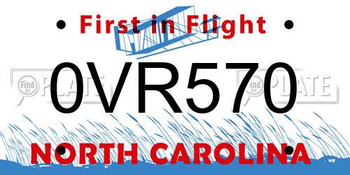 0VR570 North Carolina License Plate