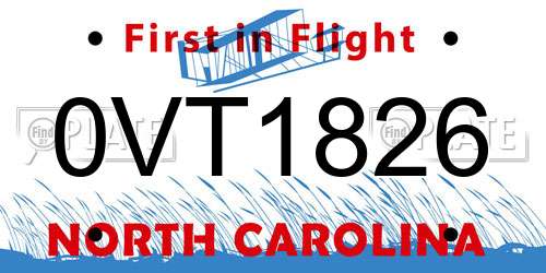 0VT1826 North Carolina License Plate
