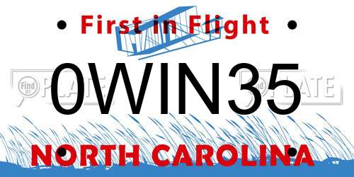 0WIN35 North Carolina License Plate