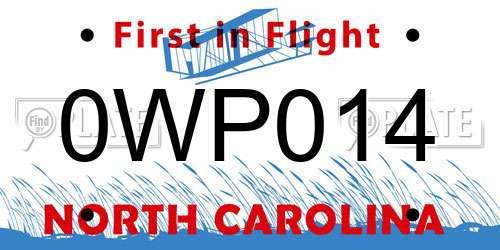 0WP014 North Carolina License Plate