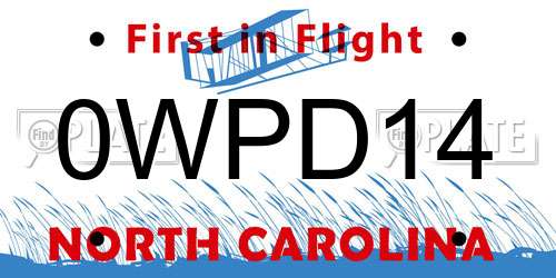 0WPD14 North Carolina License Plate