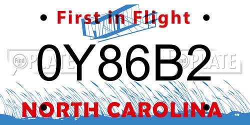0Y86B2 North Carolina License Plate