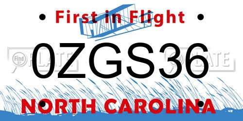 0ZGS36 North Carolina License Plate