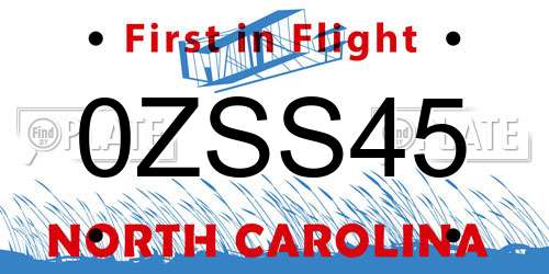 0ZSS45 North Carolina License Plate