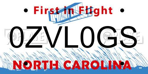 0ZVL0GS North Carolina License Plate