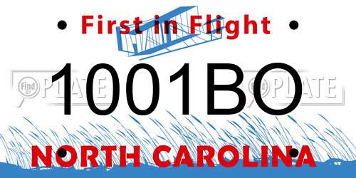 1001BO North Carolina License Plate
