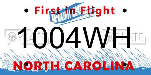 1004WH North Carolina License Plate