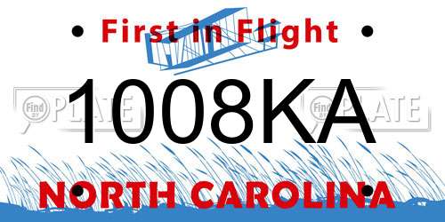 1008KA North Carolina License Plate