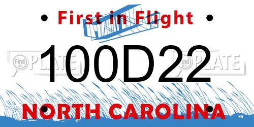 100D22 North Carolina License Plate