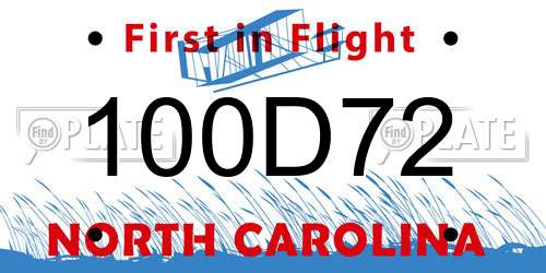 100D72 North Carolina License Plate
