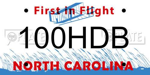 100HDB North Carolina License Plate