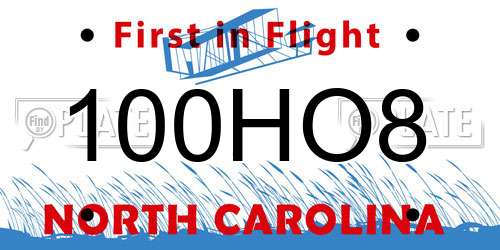 100HO8 North Carolina License Plate