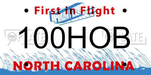100HOB North Carolina License Plate