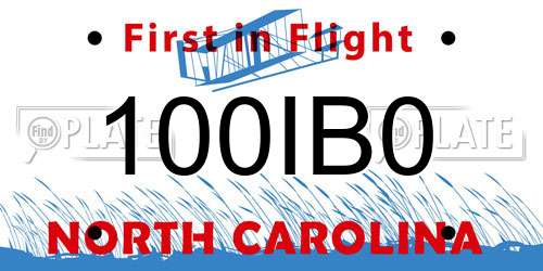 100IB0 North Carolina License Plate