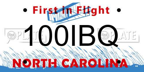 100IBQ North Carolina License Plate