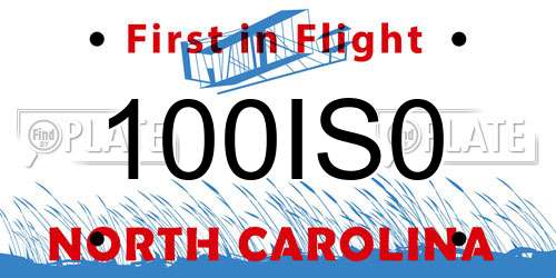 100IS0 North Carolina License Plate