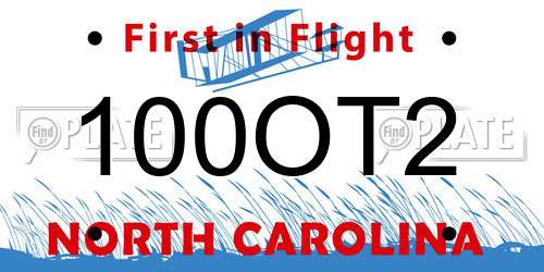 100OT2 North Carolina License Plate