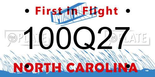 100Q27 North Carolina License Plate