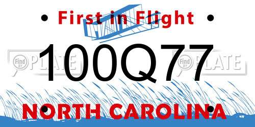 100Q77 North Carolina License Plate