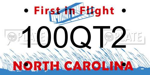 100QT2 North Carolina License Plate