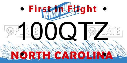 100QTZ North Carolina License Plate