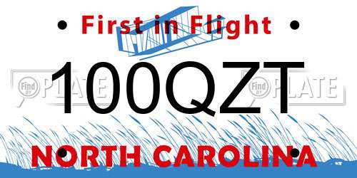 100QZT North Carolina License Plate