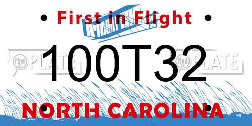 100T32 North Carolina License Plate
