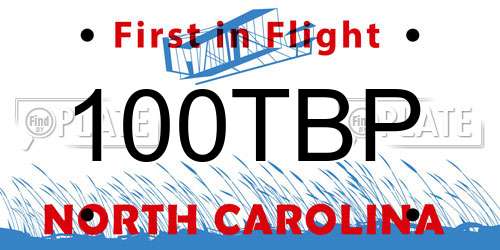 100TBP North Carolina License Plate