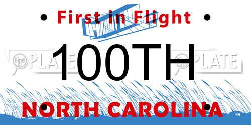 100TH North Carolina License Plate