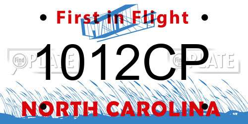 1012CP North Carolina License Plate