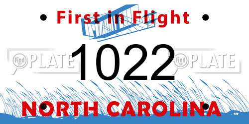 1022 North Carolina License Plate