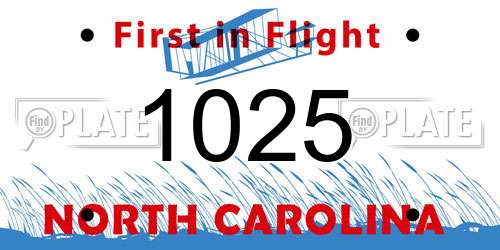 1025 North Carolina License Plate