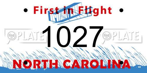 1027 North Carolina License Plate