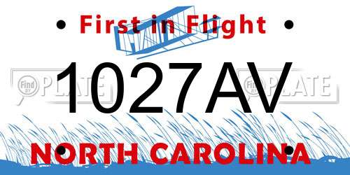 1027AV North Carolina License Plate