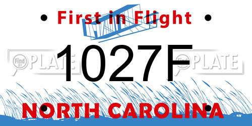1027F North Carolina License Plate