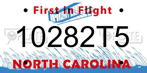 10282T5 North Carolina License Plate